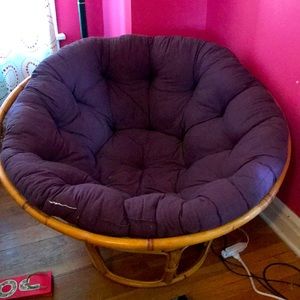 Papasan chair, with base and purple cushion